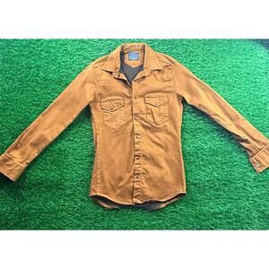 LouisPion Paris Brown Button-Dn Shirt S 100% Cotton Western Style Made in Turkey